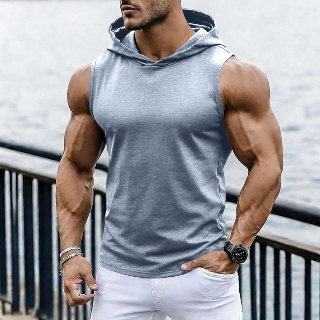 Men's Casual Fashion Sleeveless Hooded Tops | Lightweight Summer Hooded Tank Tops