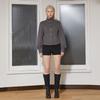 [Matinkim] High Neck Balloon Button Cardigan In Charcoal