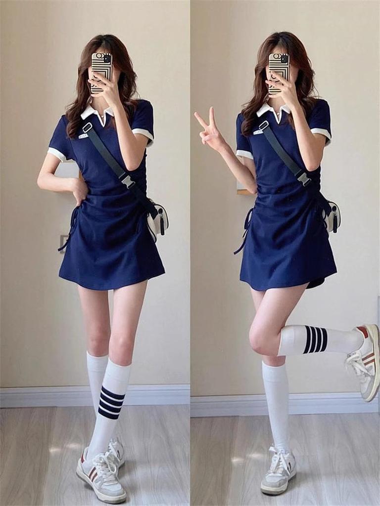 2025 Neues Sommer Slim Fit Französisches Design Polokragen Kleid für zierliche Frauen