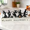 Reusable Holiday Ornaments Halloween Wooden Countdown Calendar, Dancing Witch 31 Day Timer with Silhouette Sliding Pumpkin, Spooky Tabletop Decor for