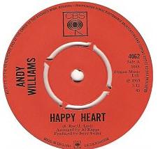 7inch Record ANDY WILLIAMS - Happy Heart 4062 CBS 1969 UK Jazz Used