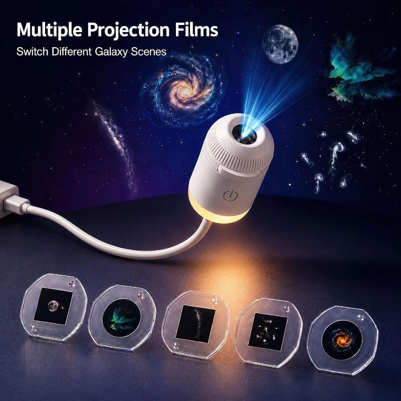 2-in-1 Galaxie Projektor Nachtlicht USB LED Sternenhimmel Lampe 360° Drehung Einstellbare Helligkeit für Schlafzimmer Decke Raum Auto Dekoration