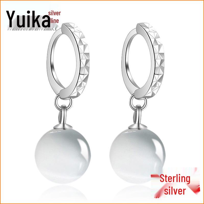 

Серьги-звездочки из серебра S925 с кошачьим глазом – корейская версия. 925 Silver/Platinum Plated