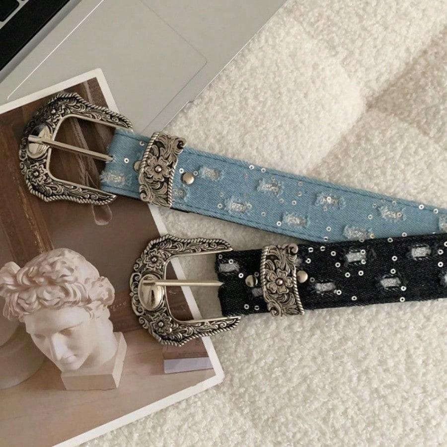 Retro Denim Design with Personalized Y2k American Style Denim Belt Decoration Belt