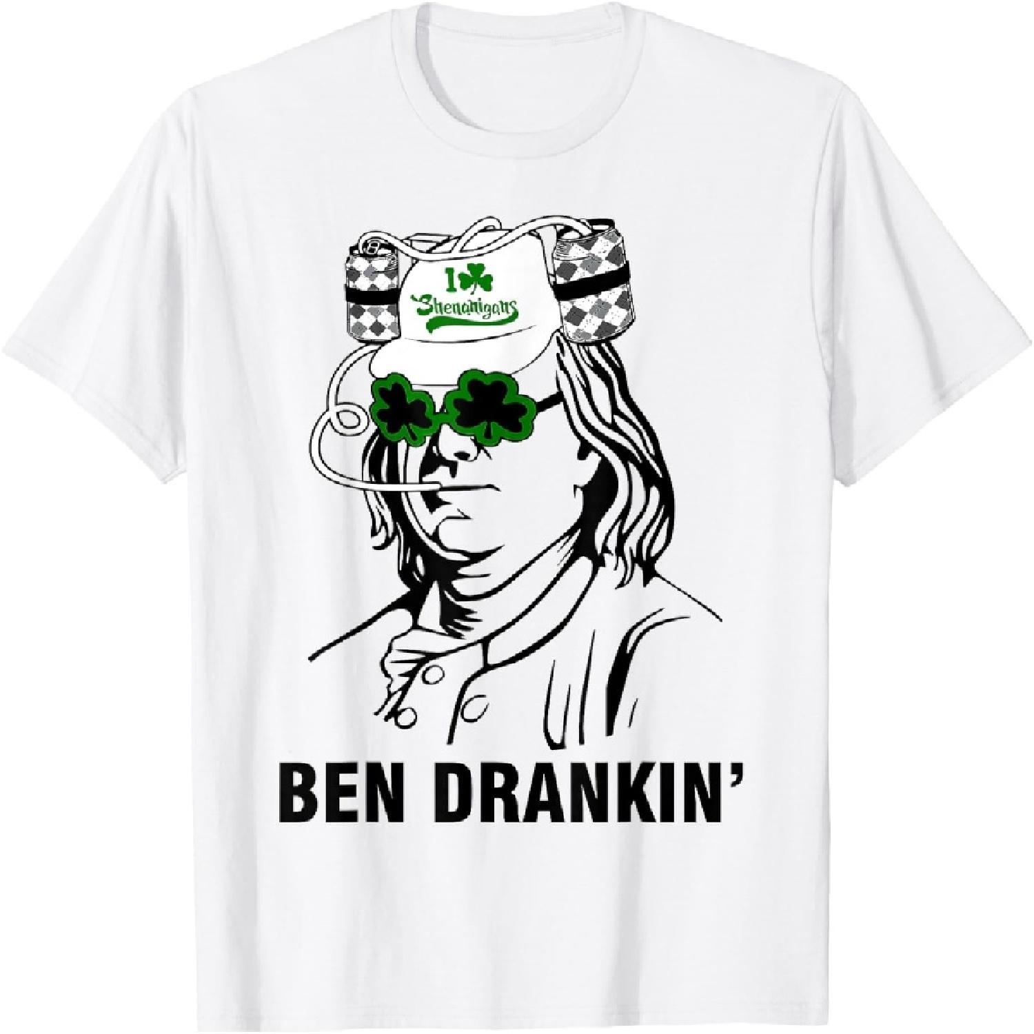 

Retro Ben Drankin Irish Benjamin Franklin Saint Patricks Day T-Shirt XXXXXL білий