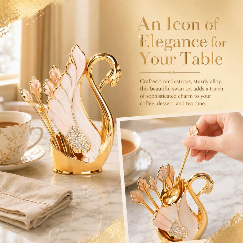 7pcs Mirror Finish Coffee Dinnerware Set Golden Dessert Spoon Set For Coffee Stirring
