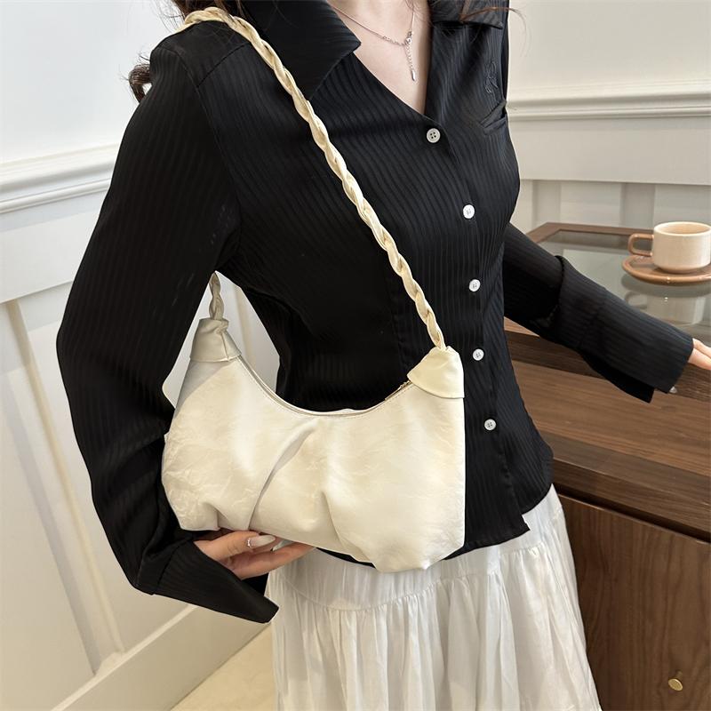 

Women Fashion Shoulder Bag Solid Color Minimalist Underarm Bag Zipper Closure Casual Shoulder Purse Ladies Commute Bag белый