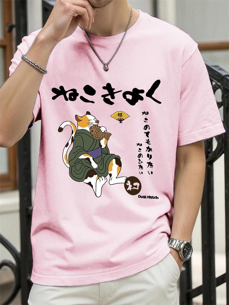 Original Japanese Retro Cat Printed TShirts Womens Summer Cotton Tops ONeck Soft Loose Short Sleeve T Shirt Casual Clothes