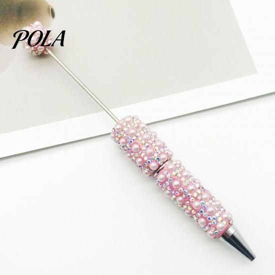 Customizable Writing Pen DIY Beadable Pen, Rhinestone Faux Pearl Ballpoint Fancy Glitter Jeweled for Crafting, Student Stationery Office Tools