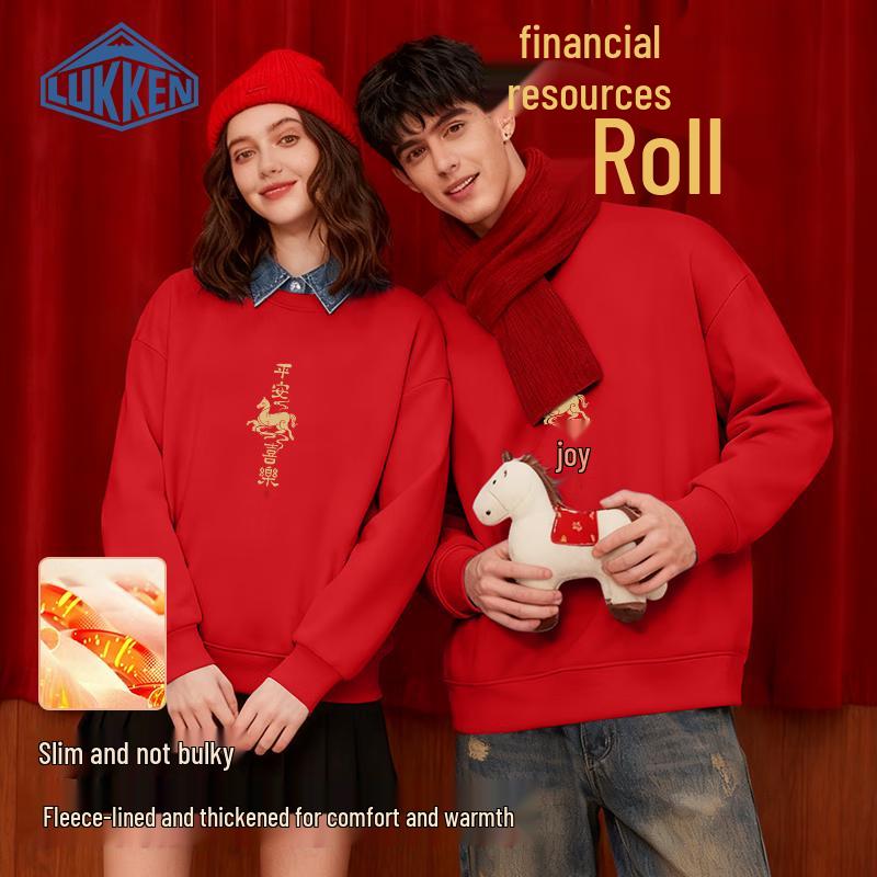 LUKKEN Unisex Fleece-Lined Auspicious Horse Sweatshirt 2XL