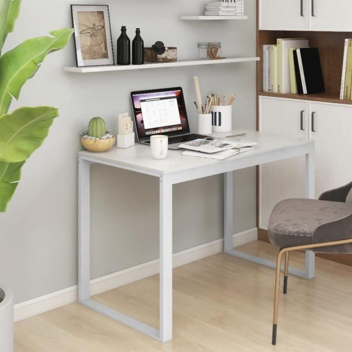 VidaXL Bureau d'ordinateur Blanc 110x60x73 cm Aggloméré, Blanc, métal