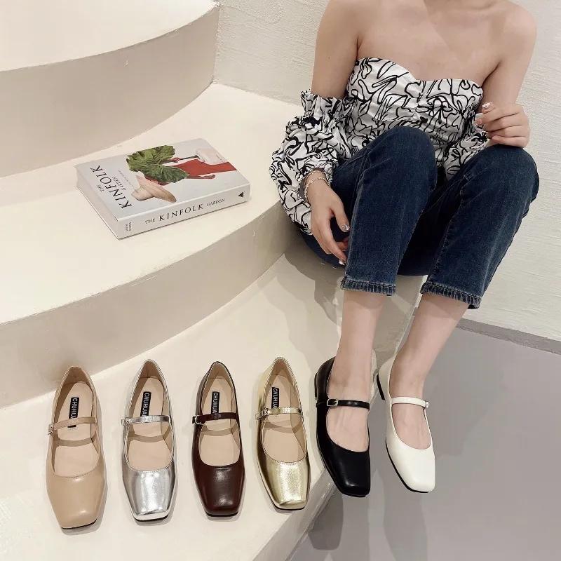 Fashion Flat Shoes for Women 2025 Spring Autumn Mary Janes Shoes Square Toe Shallow Casual Ladies Shoes Women's Plus Size 41-43 loafers