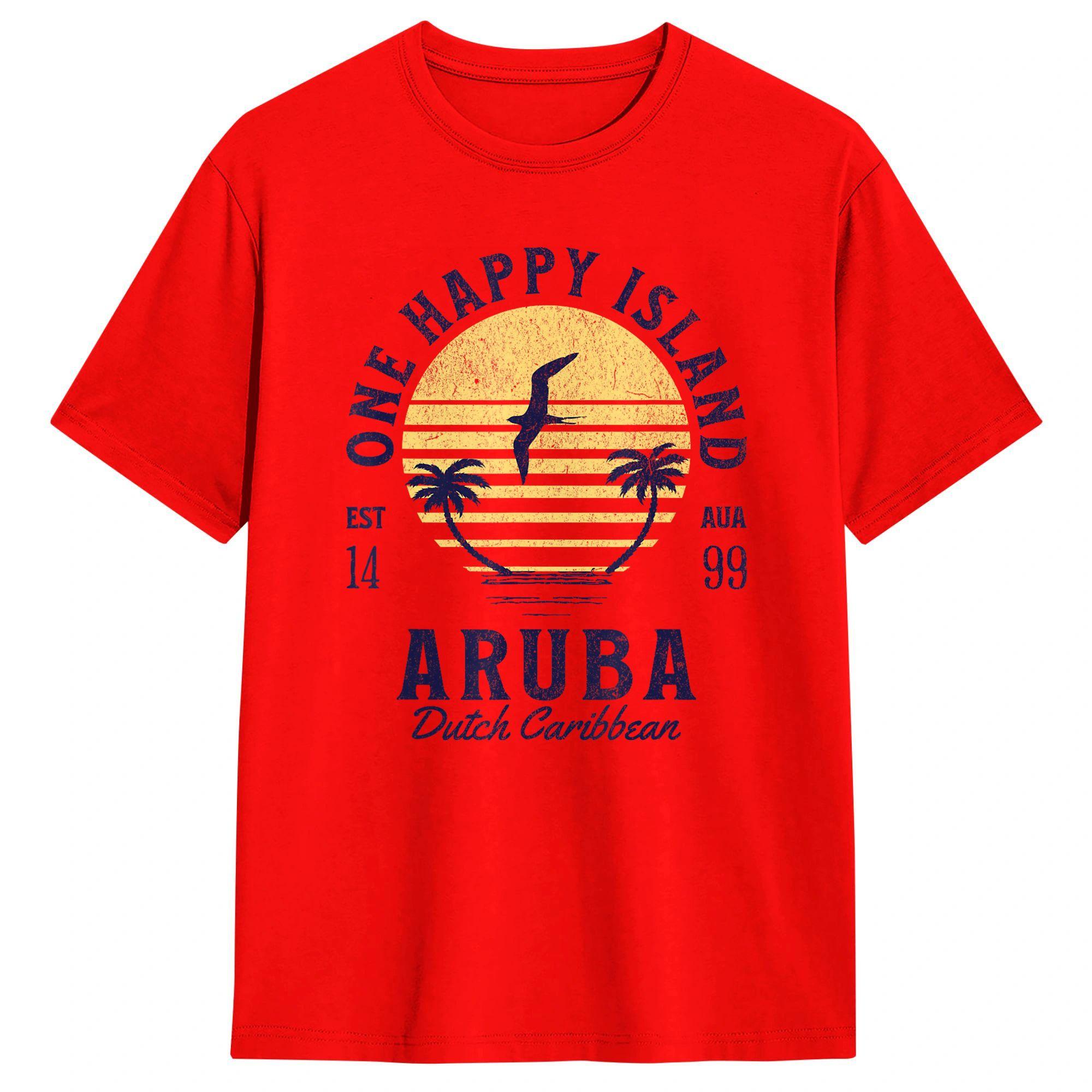 

Aruba One Happy Island Souvenir TShirt Summer Cotton T Shirts For Unisex Casual Tshirt Short Sleeves YK Funny Top Tees S