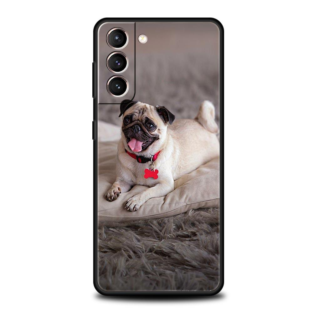 Cute Pug Dog Phone Case For Samsung Galaxy S24 S23 S22 S20 Ultra S21 FE 5G S10 S9 Plus S10E S8 Soft Silicone Cover