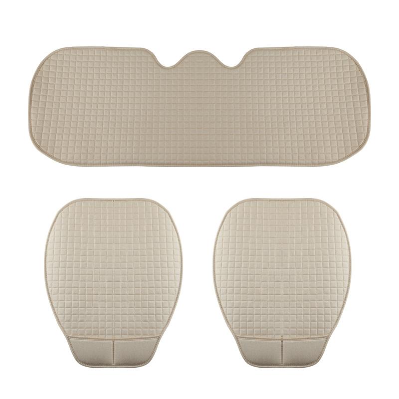 Car Seat Covers Universal Flax Front Rear Breathable Linen Cushion Anti Slip Auto Seat Protector Mat Pad Four Seasons