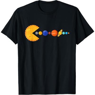 Sonne frisst Planeten Lustiges Old School Sonnensystem Arcade T-Shirt