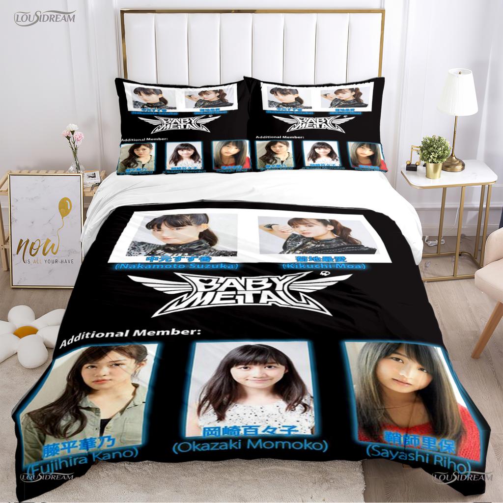 Babymetal kombination Hela säsongen Påslakan Täcke Sängkläder Set Mjukt Täckesöverdrag och Örngott Enkel/Dubbel/Queen/King