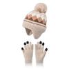 Children Winter Hat Gloves Set Faux Fur Ball Kids Beanie with Earflaps Thicken Warm Children Knitted Cap Suit 4-10Y