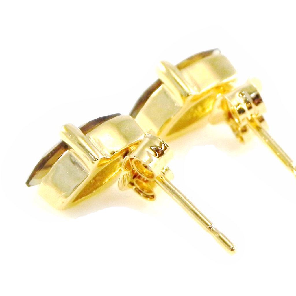 Les Trésors De Lily [C5674] - Gold Plated 'Almonds' Brown Earrings