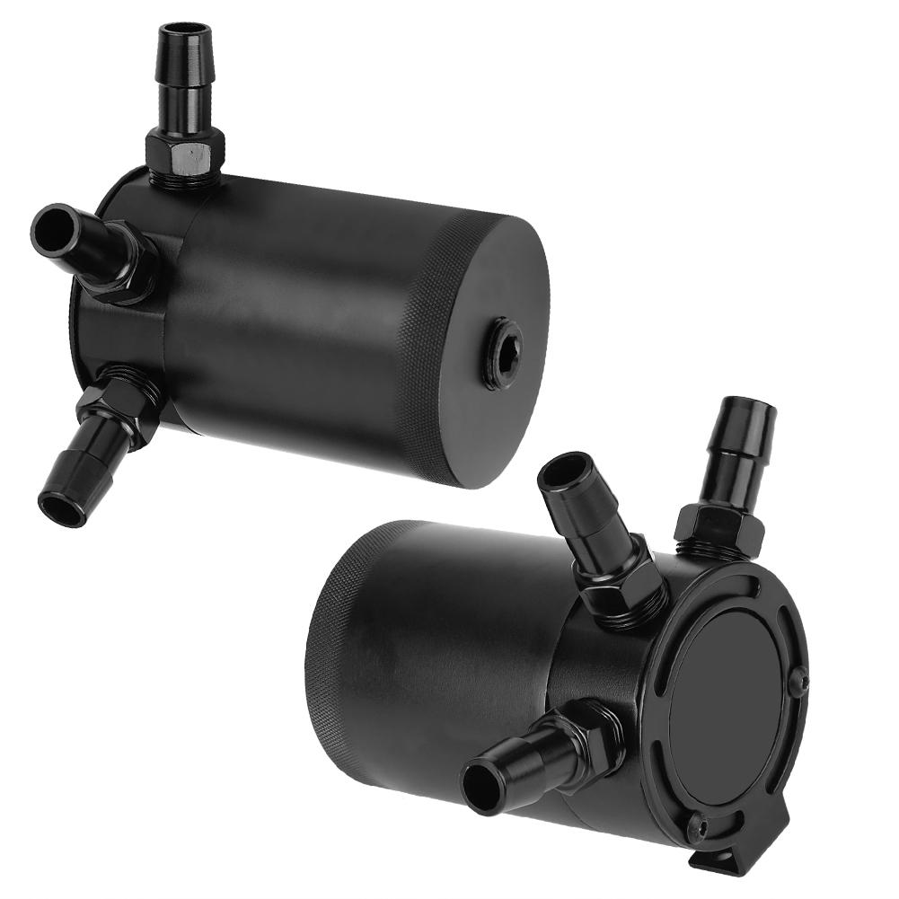 Aluminum Alloy Universal Car 3 Port Oil Catch Can Tank Breather Reservoir Black