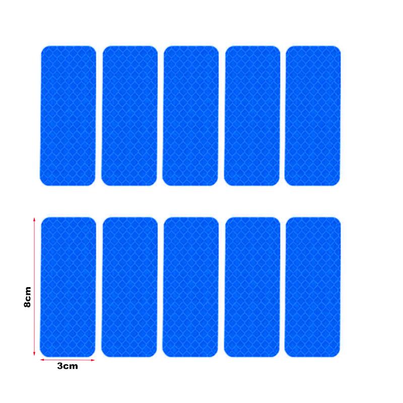 10Pcs Strong Reflective Stickers Car Reflector for Motorcycle Helmets Bikes Scooter Night Riding/Walking Reflective Warning Tape