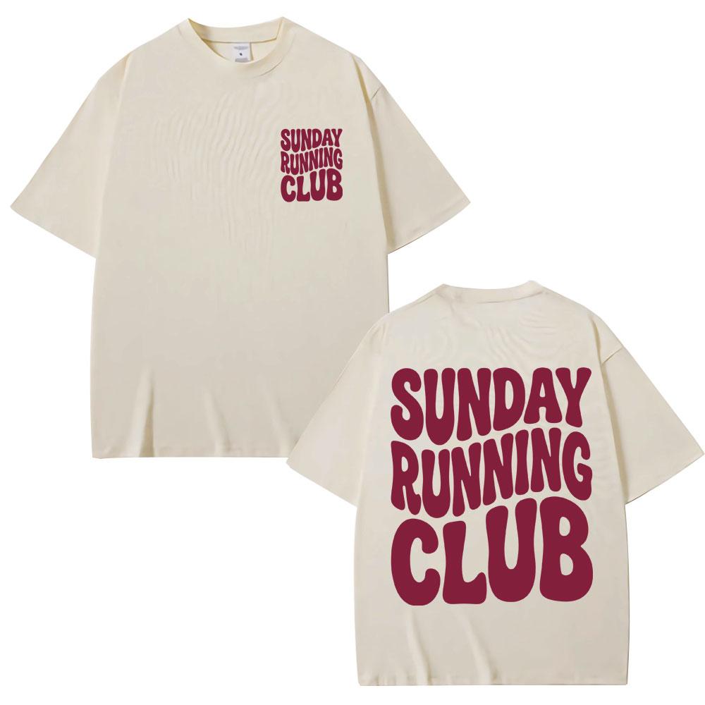 Sunday Running Club Graphic T-Shirt Men Women Sporty Jogging Vintage Summer T Shirts Oversized Cotton Casual T Shirts