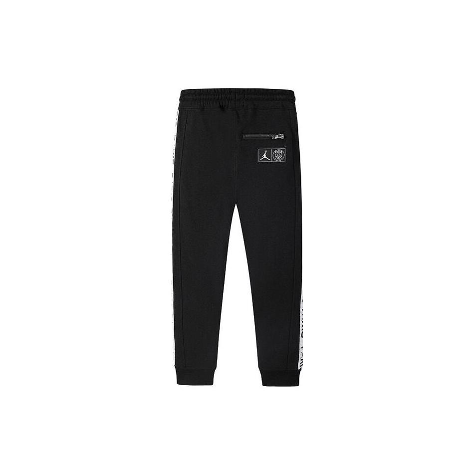 Jordan Knitted Sweatpants Side Logo Fabric Print Elastic Waistband Fleece Lined Elastic Cuff Black Kids' 956619-023