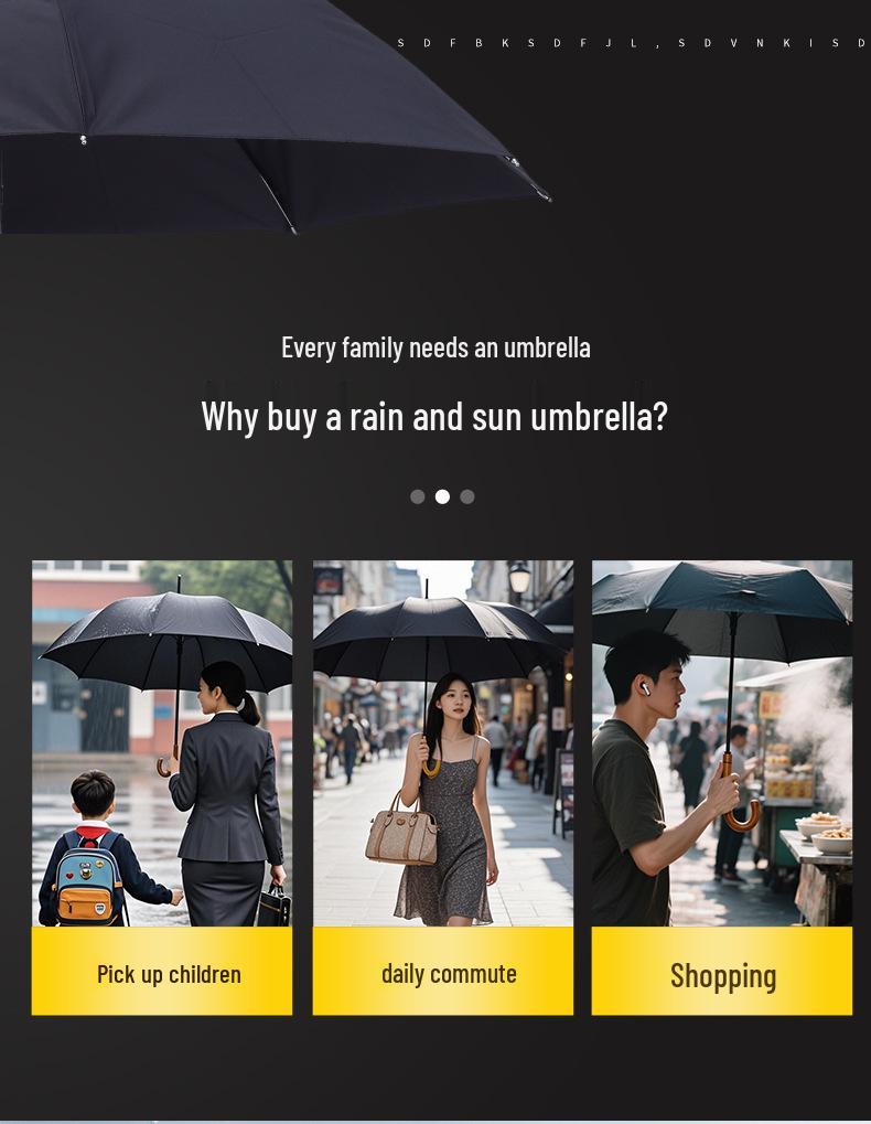 Tiantan 307E Men's Three-Fold Steel Umbrella: Sun & Rain Protection with Logo Printing Option