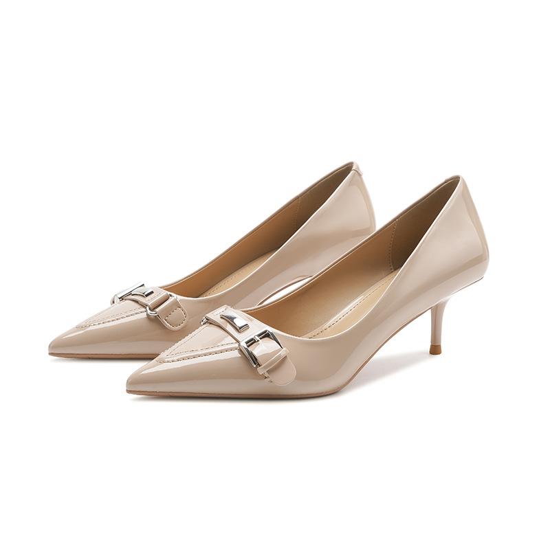 8-Sexy one-word with pointed toes, thin heels, high heels for women, not tired feet, professional work, single shoes, niche design sense
