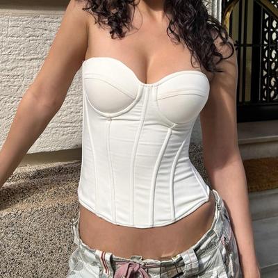 Nazada 1324: Top Corto Estivo Snellente a Corpetto con Stecche e Reggiseno Modellante per Donna