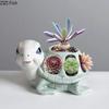 Creative Cartoon Turtle Ceramic Vase Plant Pots Table Decoration Flowers Arrangement Painted Turtle Vase Room Aesthetic Decor