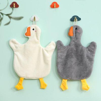 Super Absorbent Cartoon Goose Coral Fleece Hand Towel for Kids