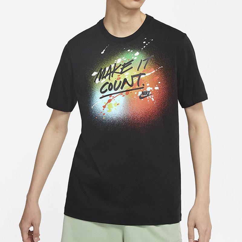 Nike Splatter Print Logo Short Sleeve T-Shirt Men Tops Black DJ5361-010