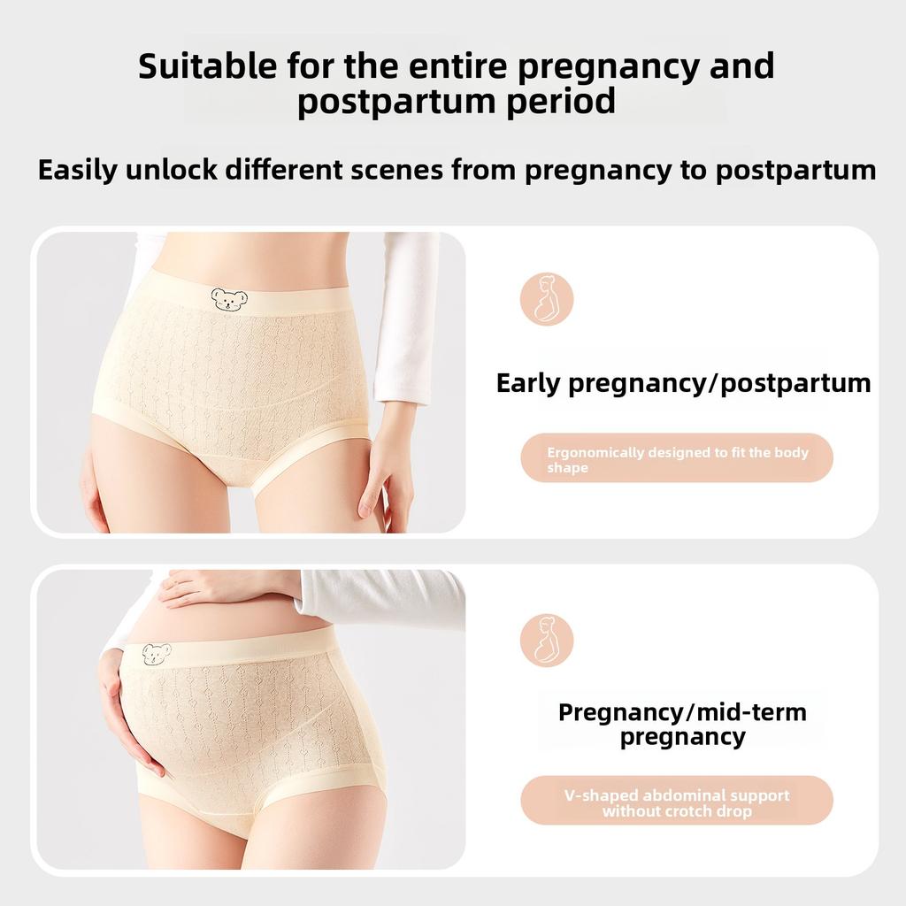 Women Spring and Autumn New Pure Cotton Antibacterial Crotch Pregnancy No Trace High Waist Belly Triangle Briefs