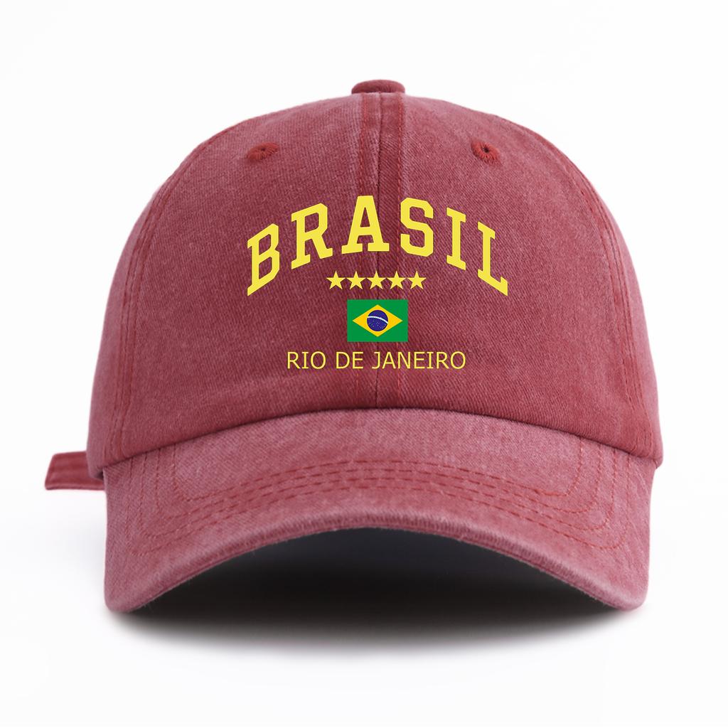 Berretto da Baseball Unisex con Stampa Bandiera Lettere Brasile Lavato Cappello da Papà Retrò Vintage Disponibile in Diversi Colori Retrò Cappello da Sole da Esterno
