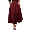 Maxi Skirt Bandage High Waist Tight A-Line Skirt Solid Color Large Hem