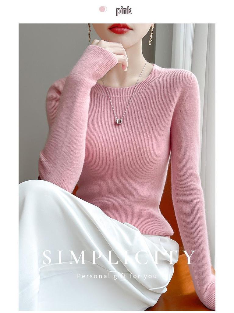 Maglione da Donna a Collo Tondo Basso in Maglia Slim per Autunno e Inverno