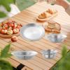 4 Pieces Outdoor Utensils Stainless Steel Plates Bowls Mess Tableware Portable Camping Cutlery