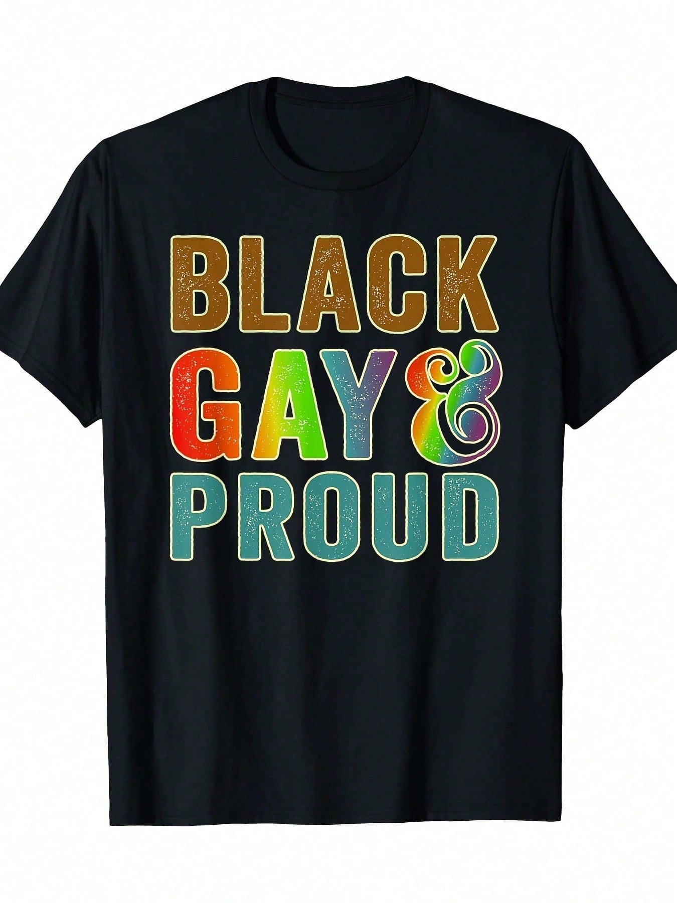 

LGBTQ Pride TShirt 100 Cotton Short Sleeve Crew Neck Casual AllSeason Wear for Adults Vivid BLACK GAY PROUD Print 4XL