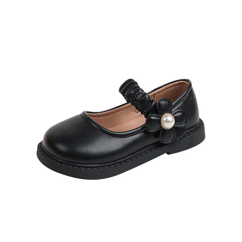 

Girls Black Leather Shoes for School Party Flowers Floral Flats for Medium Big Kids Children s Princess Sweet Mary Janes Fashion 23