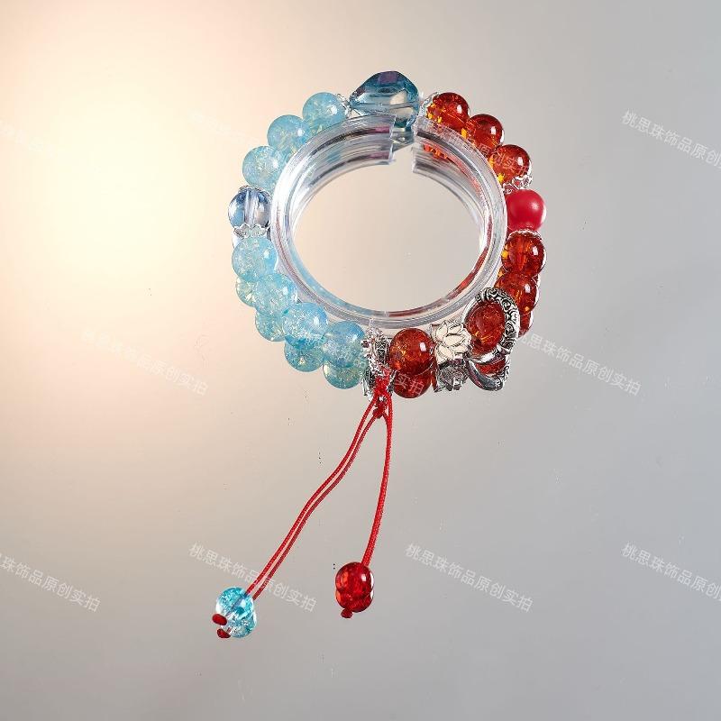 Moana deep sea blue bracelet, original gradual change niche blue sea fishtail starfish glazed bracelet