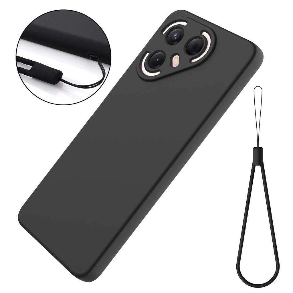 For TECNO Pova 7 5G Liquid Silicone Case Phone Back Cover with Hand Strap