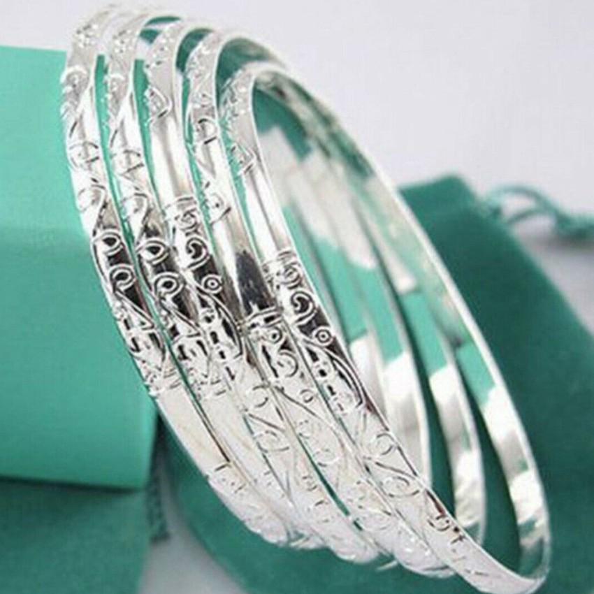 Silver Geometric Circle Bracelet Set - Trendy and Versatile Fashion Accessory for Women