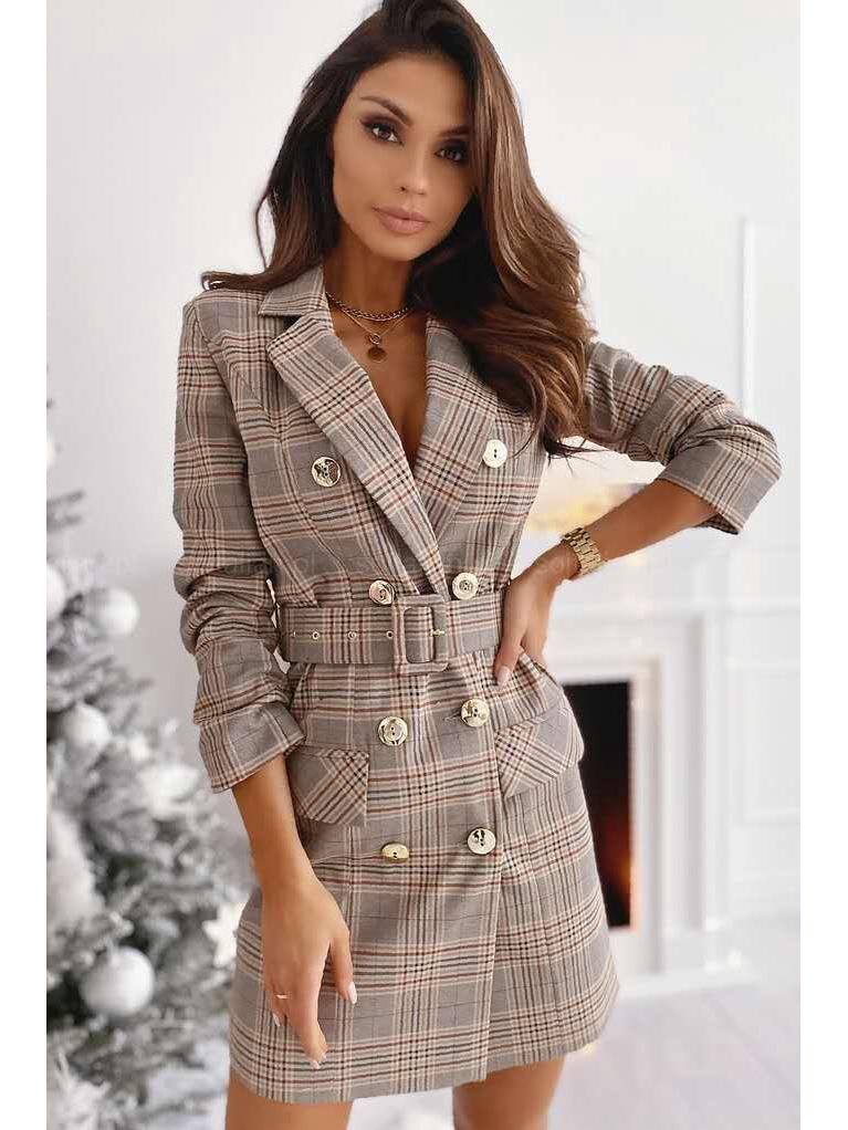 Colorful Autumn/Winter Long-Sleeve Belted Suit Dress Coat