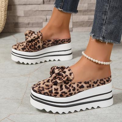 Women's Slip-On Round Toe High Heel Half-Calf Slippers - Soft Fabric Upper & PU Sole, Thick Cushioned Insole, Comfortable Indoor/Outdoor Casual Shoes