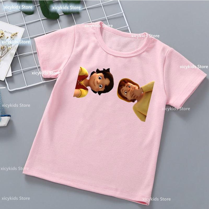 Kawaii Girls T-Shirt Funny Heidi And Family Cartoon Print Kids Summer Shirt Tops Fashion Girls Clothes Cute Kids Clothes Tshirt