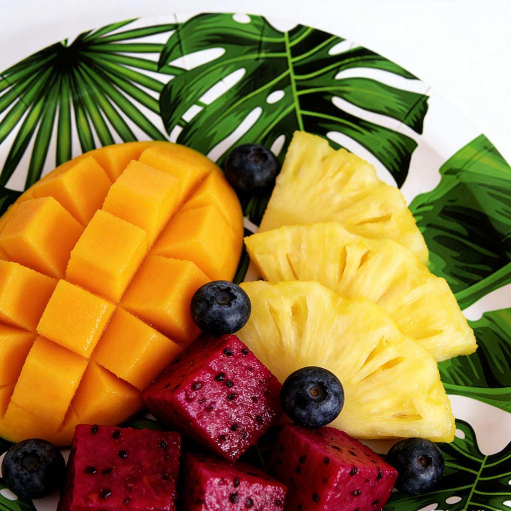 Tropical Hawaiian Leaves Party Set: Paper Plates, Cups, Napkins, and Tablecloth for Summer Theme Decor