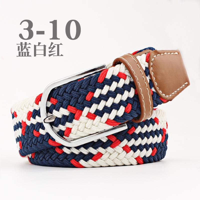 Women Casual Knitted Pin Buckle Without Holes Men Belt Woven Canvas Elastic Expandable Braided Stretch Belts for Female Jeans