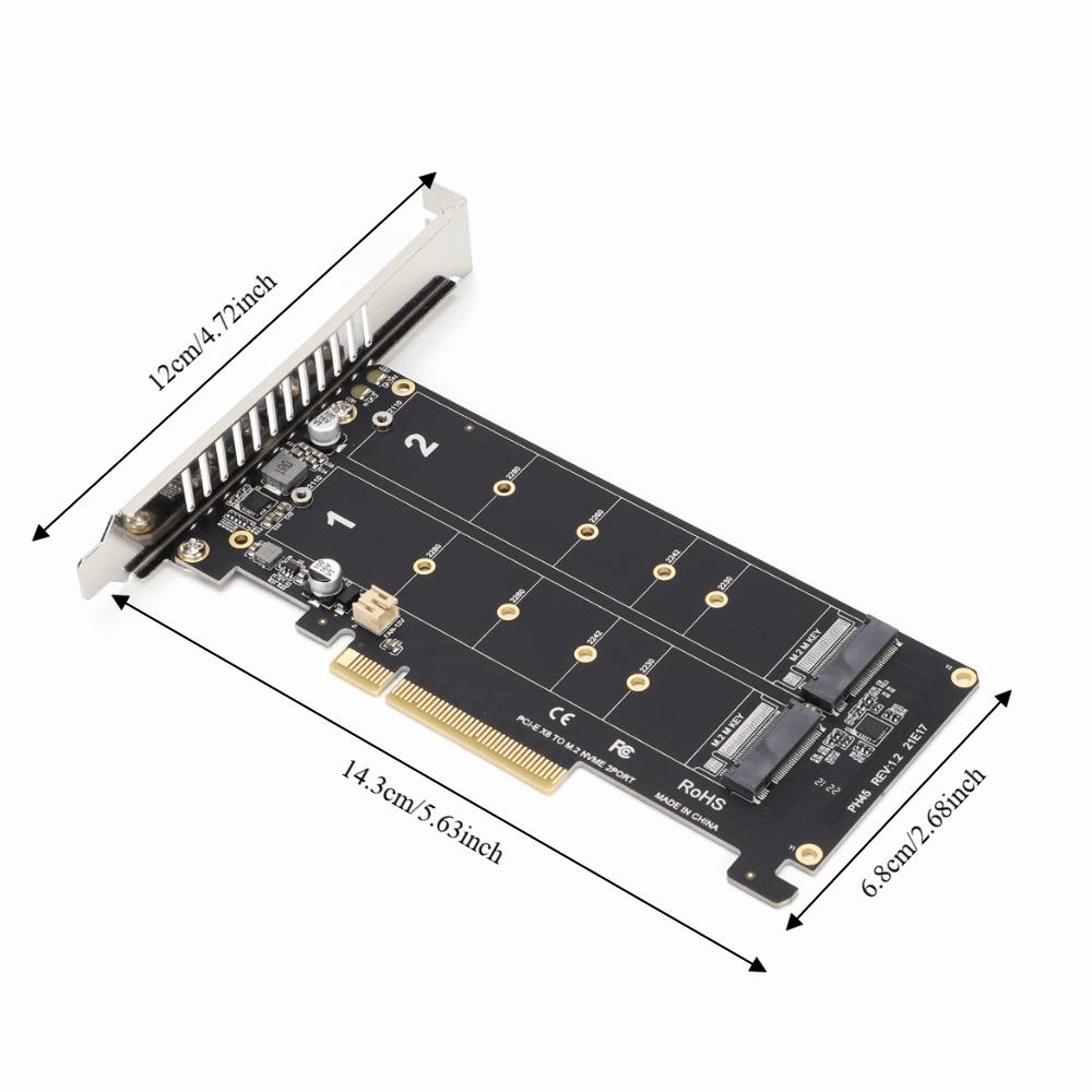 High Performance M.2 SSD PCIE X8 M Key Hard Drive Converter Dual M.2 NVMe SSD  PC Upgrade