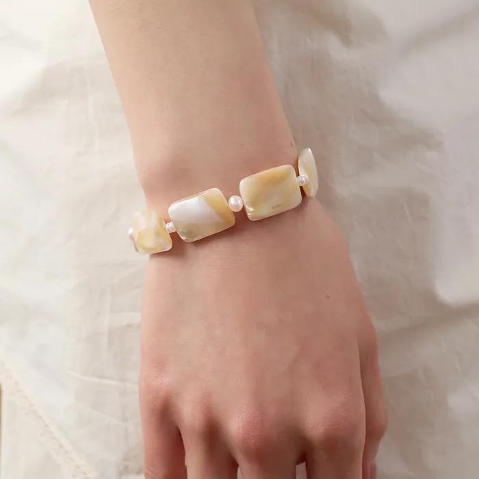 shell block bracelet (2colors)